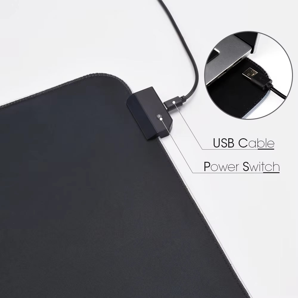 LED Light Mousepad RGB Keyboard Cover Desk-Mat Colorful Surface Mouse Pad Waterproof Multi-Size World Computer Gamer CS Dota