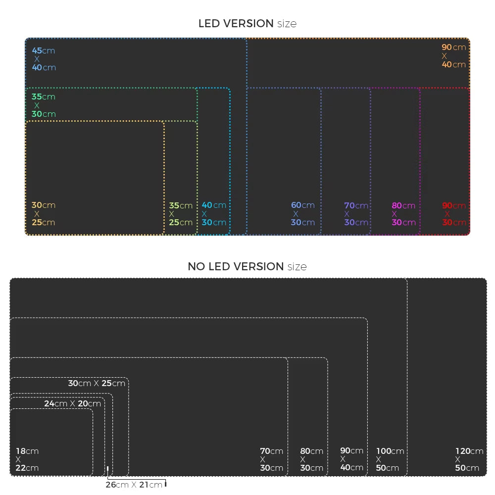 LED Light Mousepad RGB Keyboard Cover Desk-Mat Colorful Surface Mouse Pad Waterproof Multi-Size World Computer Gamer CS Dota